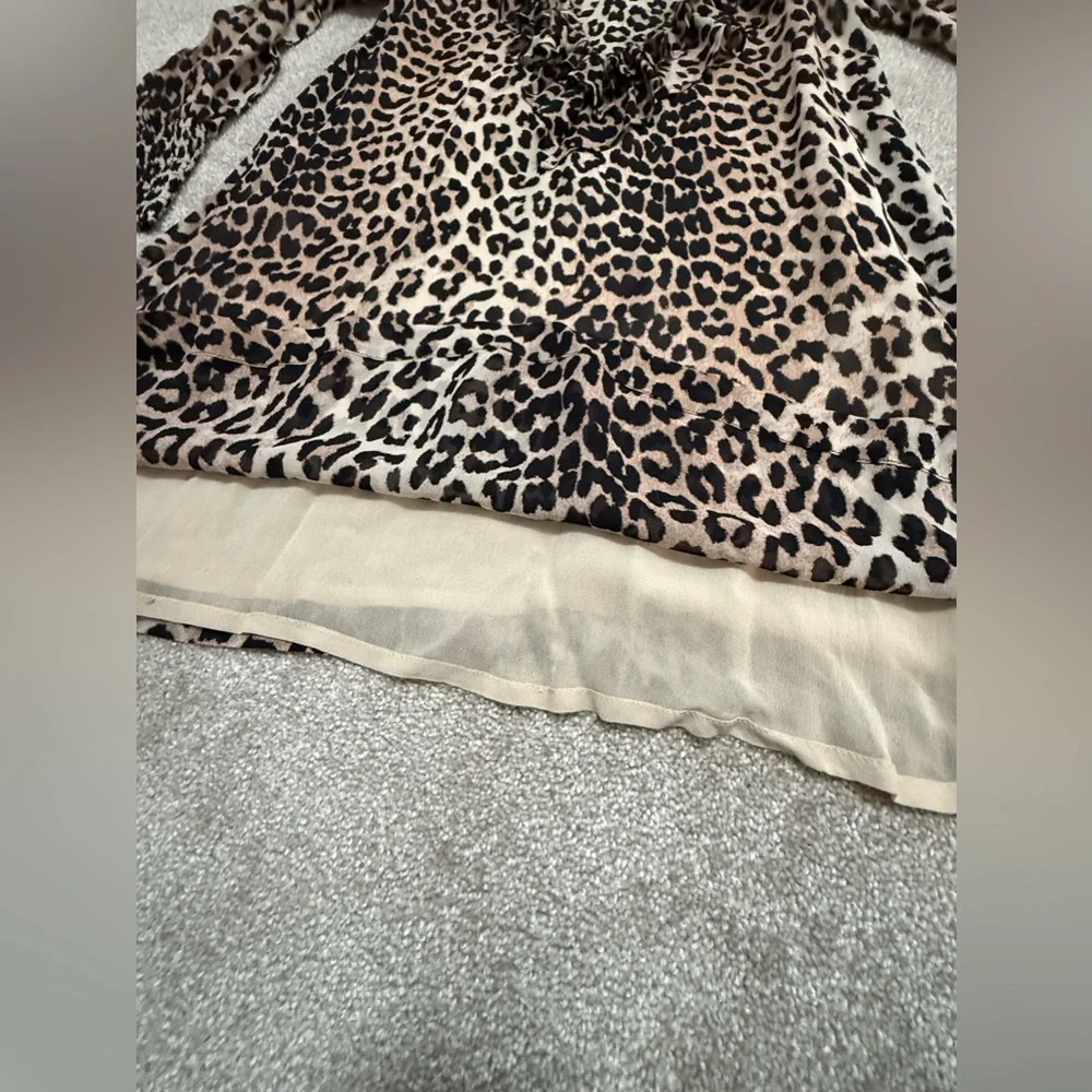 Gianni - Mullin Georgette Ruffle Mini Dress - Leopard - size 8 - EXCELLENT Cond - Picture 13 of 14